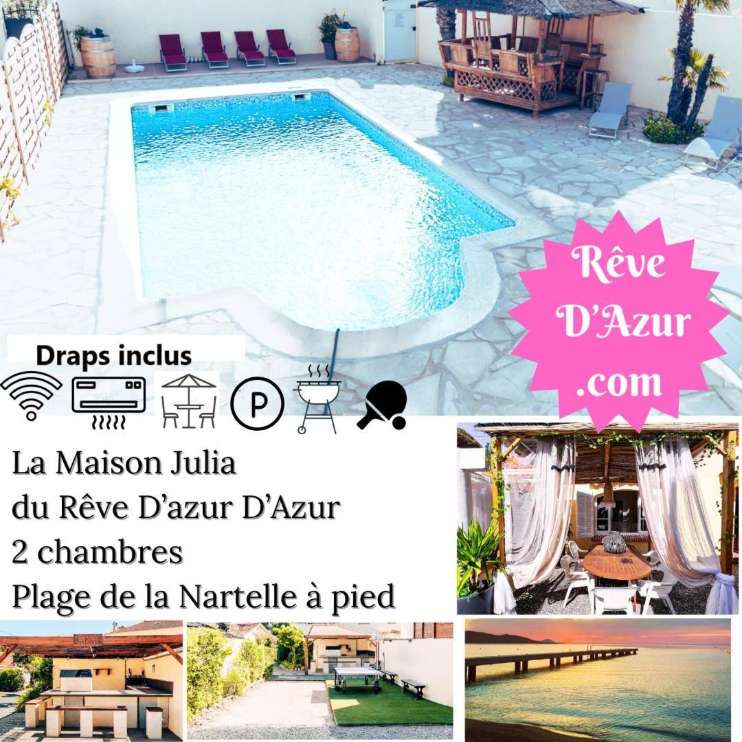 Reve D'Azur, 2 Chambres, Maison Julia En Bord De Mer A La Nartelle, Piscine Partagee, Parking & Terrasse Bbq, Wifi Et Draps Inclus Plage A Pied Sainte-Maxime Eksteriør billede